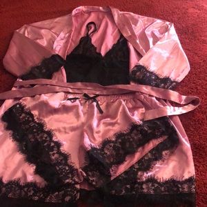 Three piece silk lingerie set